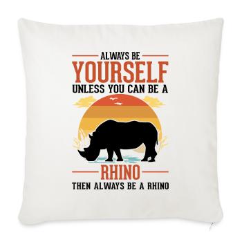 Rhinocéros Rhinocéros Rhinocéros - Housse de coussin décorative 45 x 45 cm - blanc nature - Devant