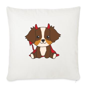Australian Shepherd Happy Halloween Devil Costume - Sofa pillowcase 17,3'' x 17,3'' (45 x 45 cm) - natural white - Front
