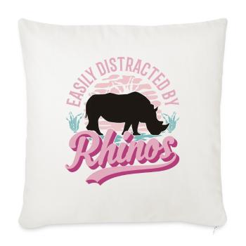 Easily distracted by Rhinos Rhino - Sofa pillowcase 17,3'' x 17,3'' (45 x 45 cm) - natural white - Front