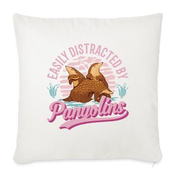 Facilement distrait par les Pangolins - Housse de coussin décorative 45 x 45 cm - blanc nature - Devant