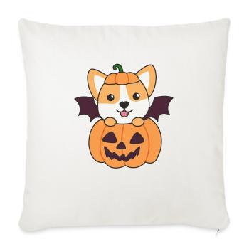 Corgi Happy Halloween Pumpkin Bat - Sofa pillowcase 17,3'' x 17,3'' (45 x 45 cm) - natural white - Front