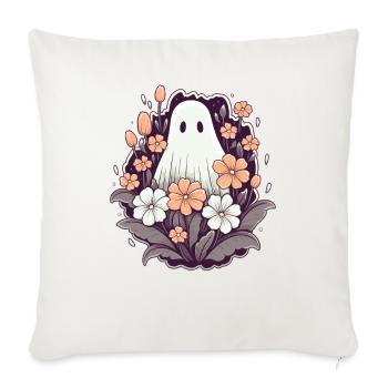 Halloween Groovy Ghost Hippie Fleurs Vintage - Housse de coussin décorative 45 x 45 cm - blanc nature - Devant