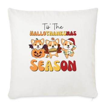 Tis' the Hallothanksmas Saison Corgi - Housse de coussin décorative 45 x 45 cm - blanc nature - Devant