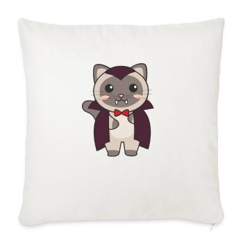 Chat siamois Happy Halloween Mignon Costume de Vampire - Housse de coussin décorative 45 x 45 cm - blanc nature - Devant