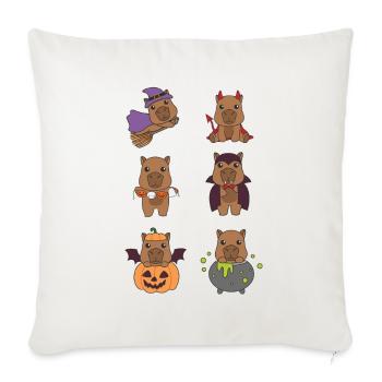 Capybara Halloween Devil Pumpkin Vampire Costume - Sofa pillowcase 17,3'' x 17,3'' (45 x 45 cm) - natural white - Front