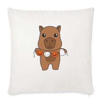 Capybara Happy Halloween Pumpkin Ghost Costume - Sofa pillowcase 17,3'' x 17,3'' (45 x 45 cm) - natural white - Front