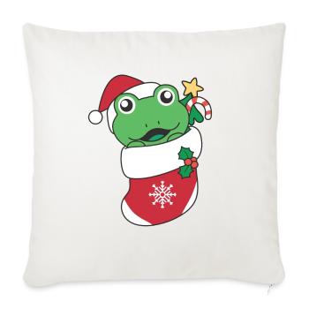 Frog Christmas Snow Winter Animals Frog - Sofa pillowcase 17,3'' x 17,3'' (45 x 45 cm) - natural white - Front