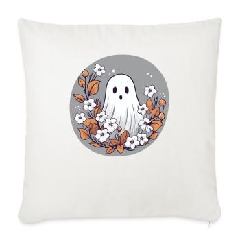 Halloween Groovy Ghost Hippie Fleurs Vintage - Housse de coussin décorative 45 x 45 cm - blanc nature - Devant