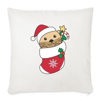 Loutre Noël Neige Hiver Animaux Loutre Loutre - Housse de coussin décorative 45 x 45 cm - blanc nature - Devant