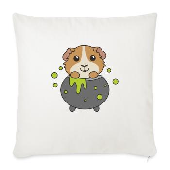 Cochon d’Inde Chaudron de Sorcière Joyeux Halloween - Housse de coussin décorative 45 x 45 cm - blanc nature - Devant