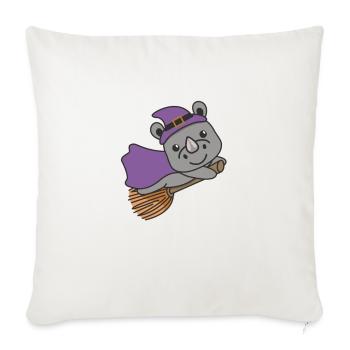 Rhinocéros Halloween Sorcière Enfants Costume de Sorcière - Housse de coussin décorative 45 x 45 cm - blanc nature - Devant
