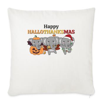 Joyeux Hallothanksmas éléphant de Noël éléphant - Housse de coussin décorative 45 x 45 cm - blanc nature - Devant