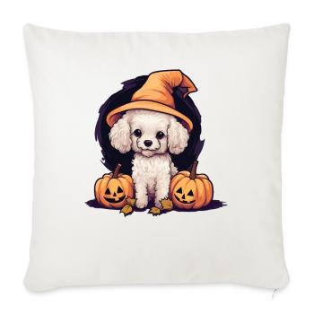 Halloween Witch Hat Pumpkin Dog Poodle - Housse de coussin décorative 45 x 45 cm - blanc nature - Devant