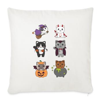 Chat Halloween Devil Pumpkin Vampire Costume - Housse de coussin décorative 45 x 45 cm - blanc nature - Devant