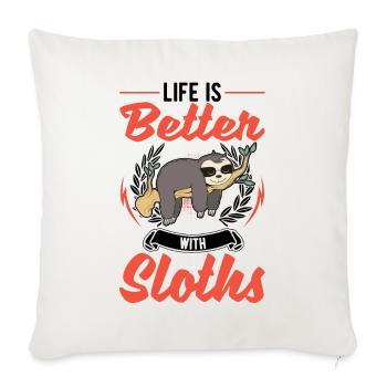 La vie est meilleure avec les paresseux - Housse de coussin décorative 45 x 45 cm - blanc nature - Devant