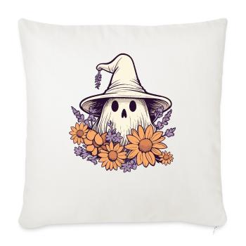 Halloween Groovy Ghost Hippie Fleurs - Housse de coussin décorative 45 x 45 cm - blanc nature - Devant