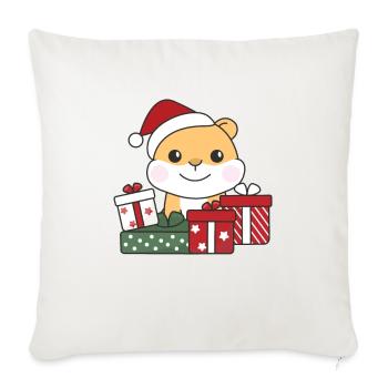 Hamster Weihnachten Geschenk Winter Tiere Hamster - Sofakissenbezug 45 x 45 cm - Naturweiß  - Vorne