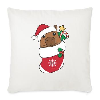 Capybara Noël Neige Hiver Animaux Capybara - Housse de coussin décorative 45 x 45 cm - blanc nature - Devant
