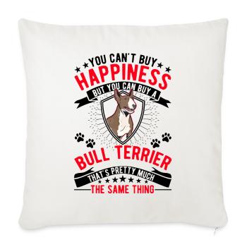 Bullterrier Glücklich Miniature Bull Terrier - Sofakissenbezug 45 x 45 cm - Naturweiß  - Vorne