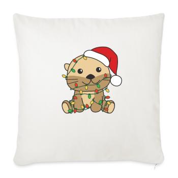 Loutres Noël Hiver Animaux Loutres - Housse de coussin décorative 45 x 45 cm - blanc nature - Devant