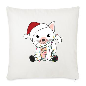 Katze Weihnachten Schnee Winter Tiere Katzen - Sofakissenbezug 45 x 45 cm - Naturweiß  - Vorne