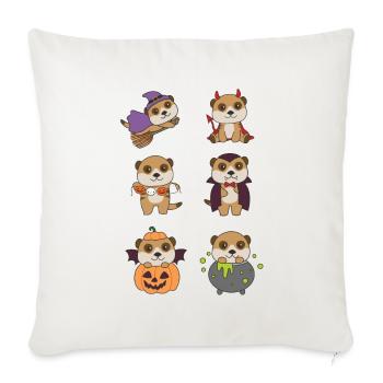 Erdmännchen Halloween Teufel Kürbis Vampier Kostüm - Sofakissenbezug 45 x 45 cm - Naturweiß  - Vorne