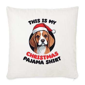 Beagle Noël Pyjamas Chiens - Housse de coussin décorative 45 x 45 cm - blanc nature - Devant