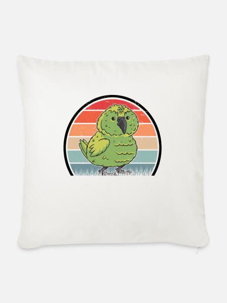Kakapo Retro Nachtpapagei Vintage - Sofakissenbezug 45 x 45 cm - Naturweiß