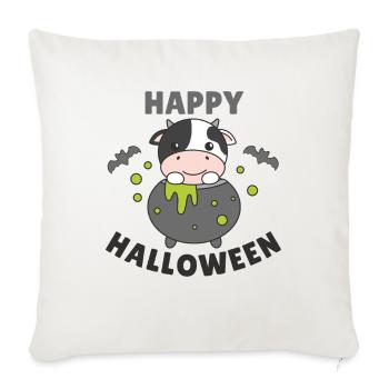 Vache Happy Halloween Witch’s Cauldron Bat - Housse de coussin décorative 45 x 45 cm - blanc nature - Devant