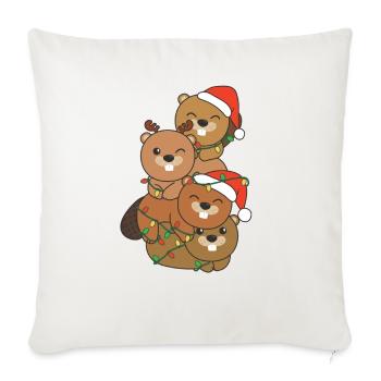Beaver Christmas Tree Christmas Animals Beaver - Sofa pillowcase 17,3'' x 17,3'' (45 x 45 cm) - natural white - Front