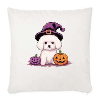 Halloween Witch Hat Pumpkin Dog Bichon Frise - Sofa pillowcase 17,3'' x 17,3'' (45 x 45 cm) - natural white - Front