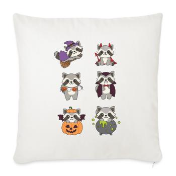 Waschbär Halloween Teufel Kürbis Vampier Kostüm - Sofakissenbezug 45 x 45 cm - Naturweiß  - Vorne