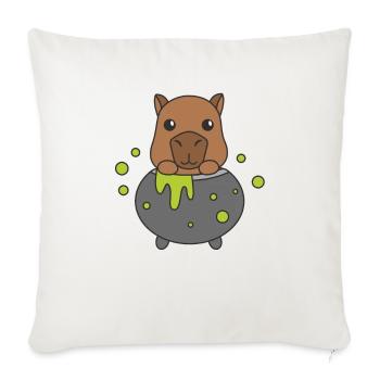 Capybara Happy Halloween Witch's Cauldron Bat - Sofa pillowcase 17,3'' x 17,3'' (45 x 45 cm) - natural white - Front