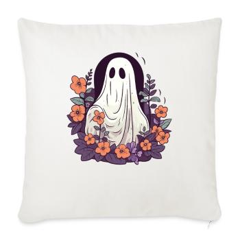 Halloween Groovy Ghost Hippie Fleurs Vintage - Housse de coussin décorative 45 x 45 cm - blanc nature - Devant