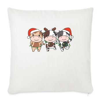 Vache Noël Animaux d’hiver Vache - Housse de coussin décorative 45 x 45 cm - blanc nature - Devant