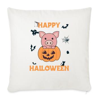 Pig in pumpkin cute pigs Happy Halloween - Sofa pillowcase 17,3'' x 17,3'' (45 x 45 cm) - natural white - Front