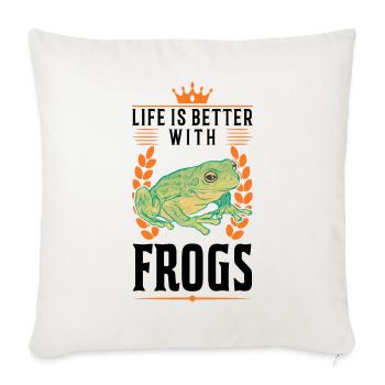 La vie est meilleure avec les grenouilles - Housse de coussin décorative 45 x 45 cm - blanc nature - Devant