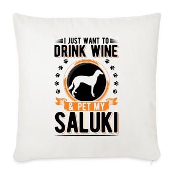 Saluki und Wein Persischer Windhund - Sofakissenbezug 45 x 45 cm - Naturweiß  - Vorne