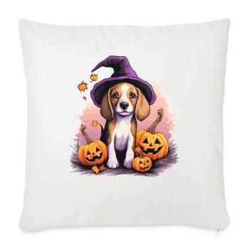 Halloween Witch Hat Pumpkin Dog Beagle - Sofa pillowcase 17,3'' x 17,3'' (45 x 45 cm) - natural white - Front