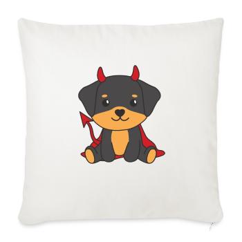 Rottweiler Happy Halloween Devil Costume - Sofa pillowcase 17,3'' x 17,3'' (45 x 45 cm) - natural white - Front