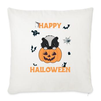 Skunk Citrouille Mignon Skunk Joyeux Halloween - Housse de coussin décorative 45 x 45 cm - blanc nature - Devant
