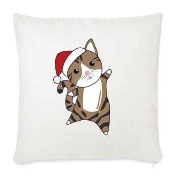 Katze Weihnachten Schnee Winter Tiere Katzen - Sofakissenbezug 45 x 45 cm - Naturweiß  - Vorne