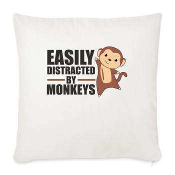 Facilement distrait par les singes - singe mignon - Housse de coussin décorative 45 x 45 cm - blanc nature - Devant