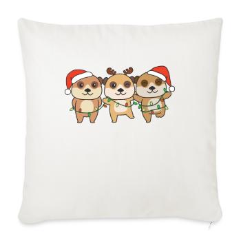 Suricate Noël Animaux d’hiver Suricate - Housse de coussin décorative 45 x 45 cm - blanc nature - Devant