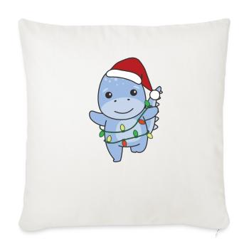 Dino Noël Hiver Animaux Dinos - Housse de coussin décorative 45 x 45 cm - blanc nature - Devant