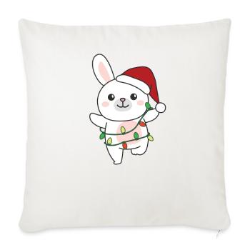 Lapin, Noël, Hiver, Animaux, Lapins - Housse de coussin décorative 45 x 45 cm - blanc nature - Devant