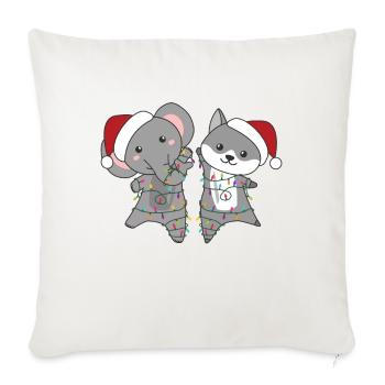 Elephant Christmas Winter Animals Wolf - Sofa pillowcase 17,3'' x 17,3'' (45 x 45 cm) - natural white - Front