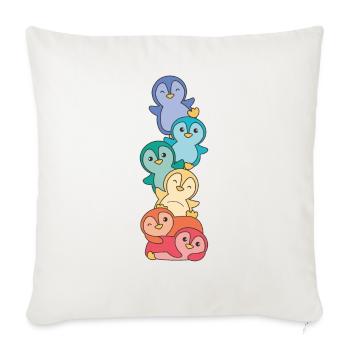 Pingouin arc-en-ciel mignon pingouin coloré pour les enfants - Housse de coussin décorative 45 x 45 cm - blanc nature - Devant