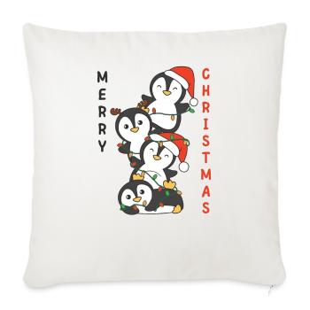 Pingouin, Arbre De Noël, Animaux De Noël, Pingouins - Housse de coussin décorative 45 x 45 cm - blanc nature - Devant