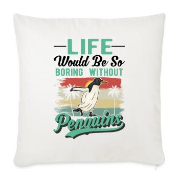 Pingouin Pingouin Manchot empereur Pingouin aux yeux jaunes - Housse de coussin décorative 45 x 45 cm - blanc nature - Devant